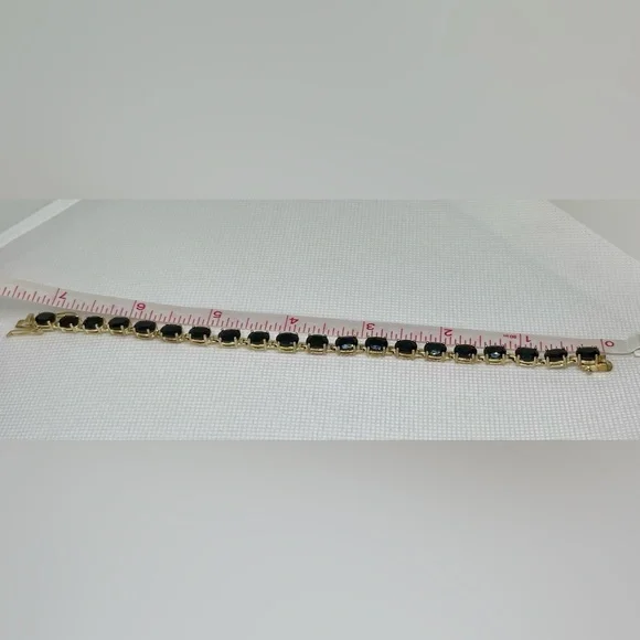 VTG 925 Real Blue Sapphire Tennis Bracelet Sterling Silver - Picture 6 of 6